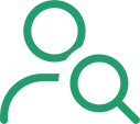 magnifying glass over person icon